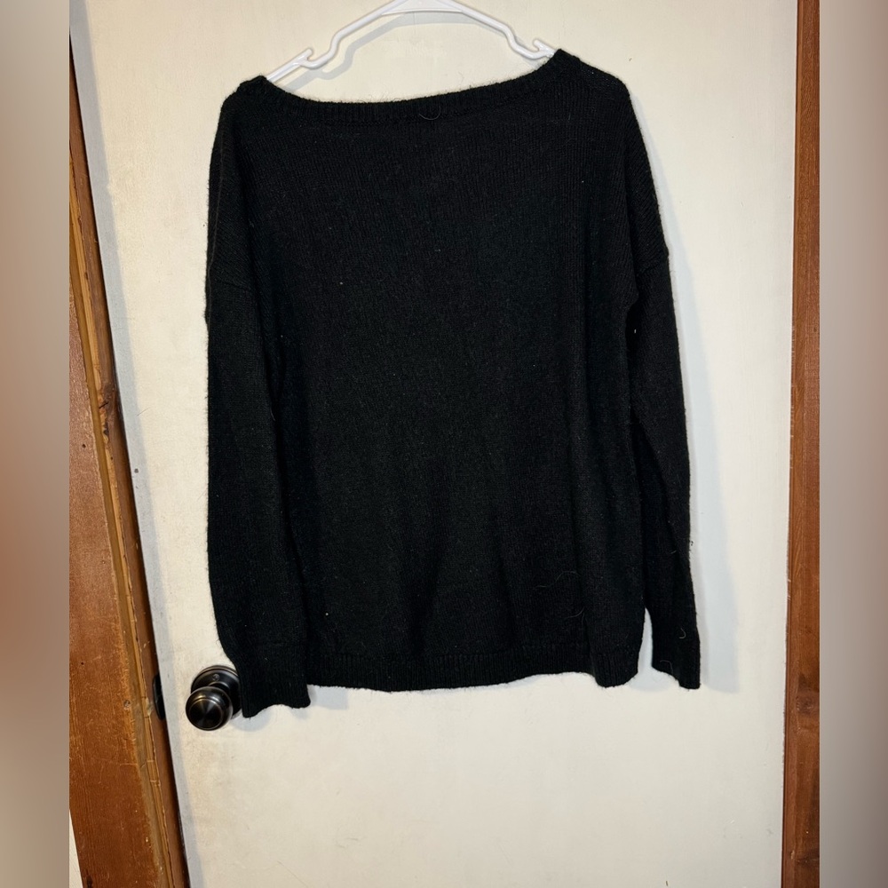 Express Black Sweater with White Heart Pattern - Picture 2 of 3
